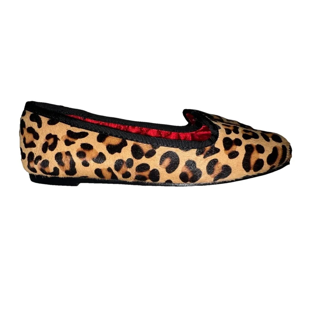 #87 Ralph  Lauren Animal Print Flats With A Red Quilted Insole Size 12 Kids